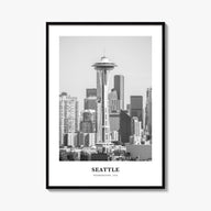 Seattle no. 1 black & white classic poster of Washington, USA – vertical wall art, unframed print shown in interior mockup