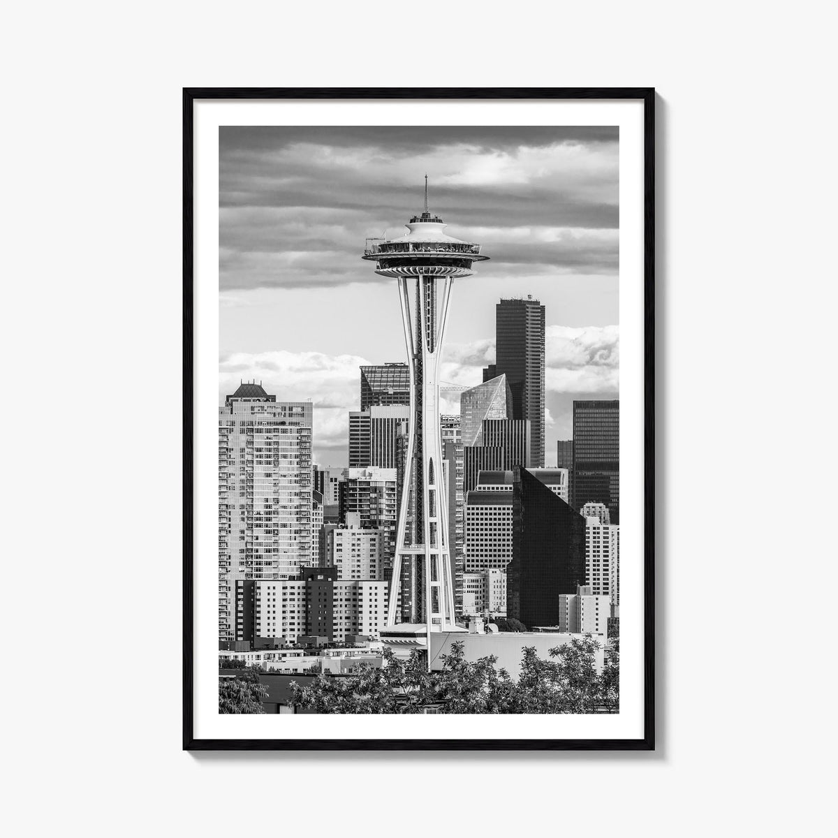 Seattle no. 1 black & white photo poster of Washington, USA – vertical wall art, unframed print shown in interior mockup