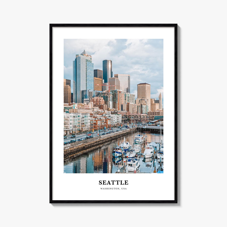 Seattle no. 1 colorful classic poster of Washington, USA – vertical wall art, unframed print shown in interior mockup