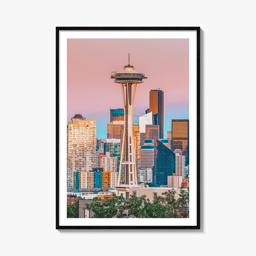 Seattle no. 1 colorful photo poster of Washington, USA – vertical wall art, unframed print shown in interior mockup
