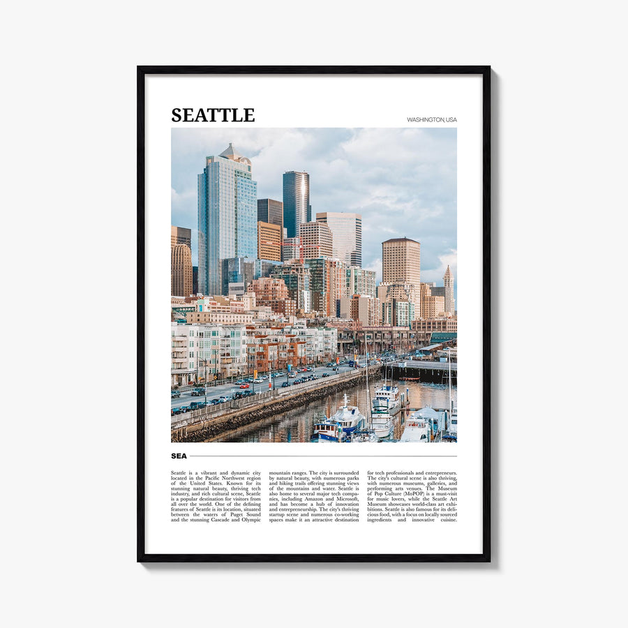 Seattle no. 1 colorful travel poster of Washington, USA – vertical wall art, unframed print shown in interior mockup