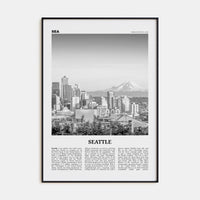 Seattle No 1 Poster Black Metal / 8x12 in Nbourhood Travel B&W Poster