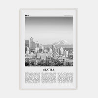 Seattle No 1 Poster White Wood / 8x12 in Nbourhood Travel B&W Poster