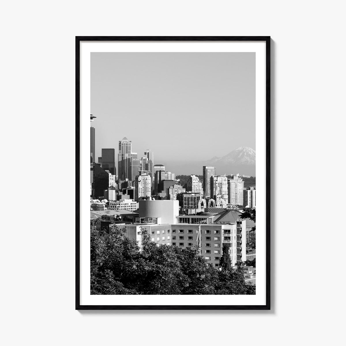 Seattle no. 2 black & white photo poster of Washington, USA – vertical wall art, unframed print shown in interior mockup