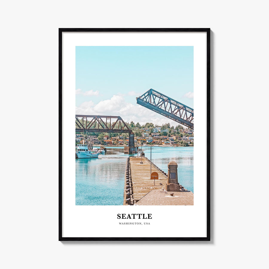 Seattle no. 2 colorful classic poster of Washington, USA – vertical wall art, unframed print shown in interior mockup