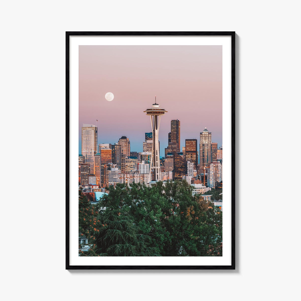 Seattle no. 2 colorful photo poster of Washington, USA – vertical wall art, unframed print shown in interior mockup