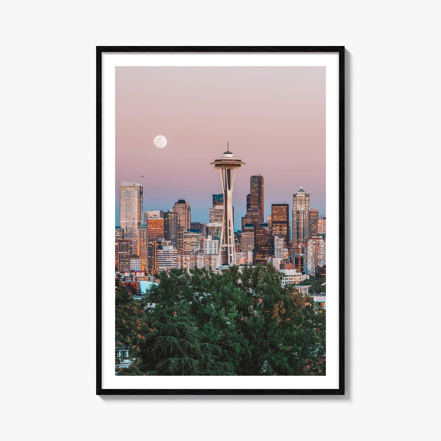 Seattle no. 2 colorful photo poster of Washington, USA – vertical wall art, unframed print shown in interior mockup