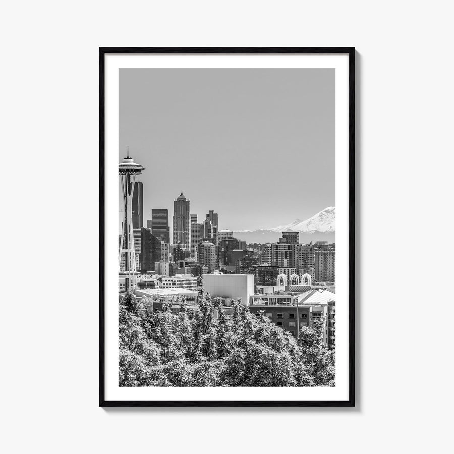 Seattle no. 3 black & white photo poster of Washington, USA – vertical wall art, unframed print shown in interior mockup