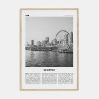 Seattle No 3 Poster Natural Wood / 8x12 in Nbourhood Travel B&W Poster