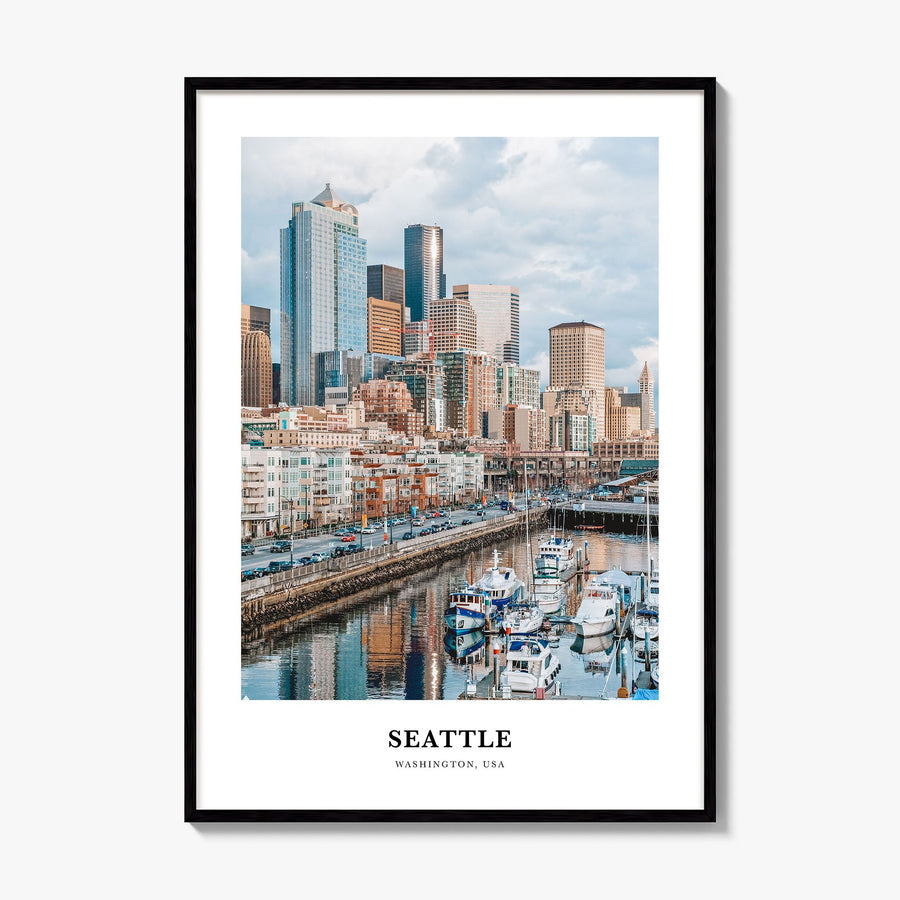 Seattle Classic No 1 Poster, framed poster mockup