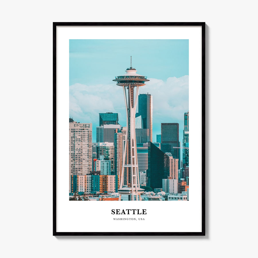 Seattle Classic No 3 Poster, framed poster mockup