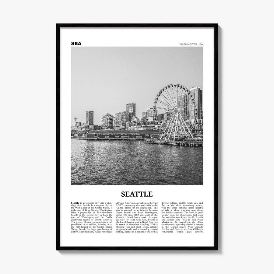 Seattle Newspaper No 3 Poster, framed poster mockup