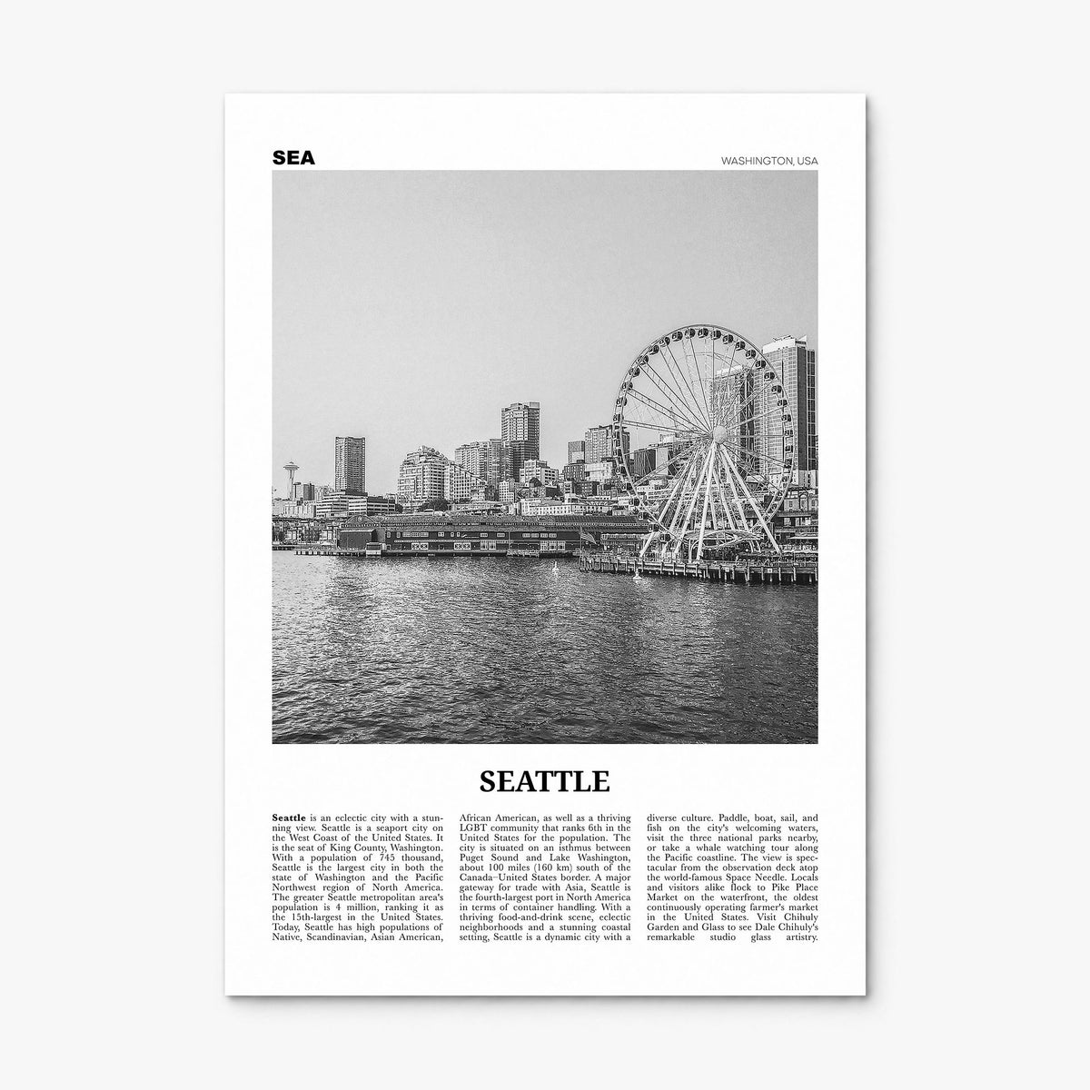 Seattle Newspaper No 3 Poster, print only (unframed)