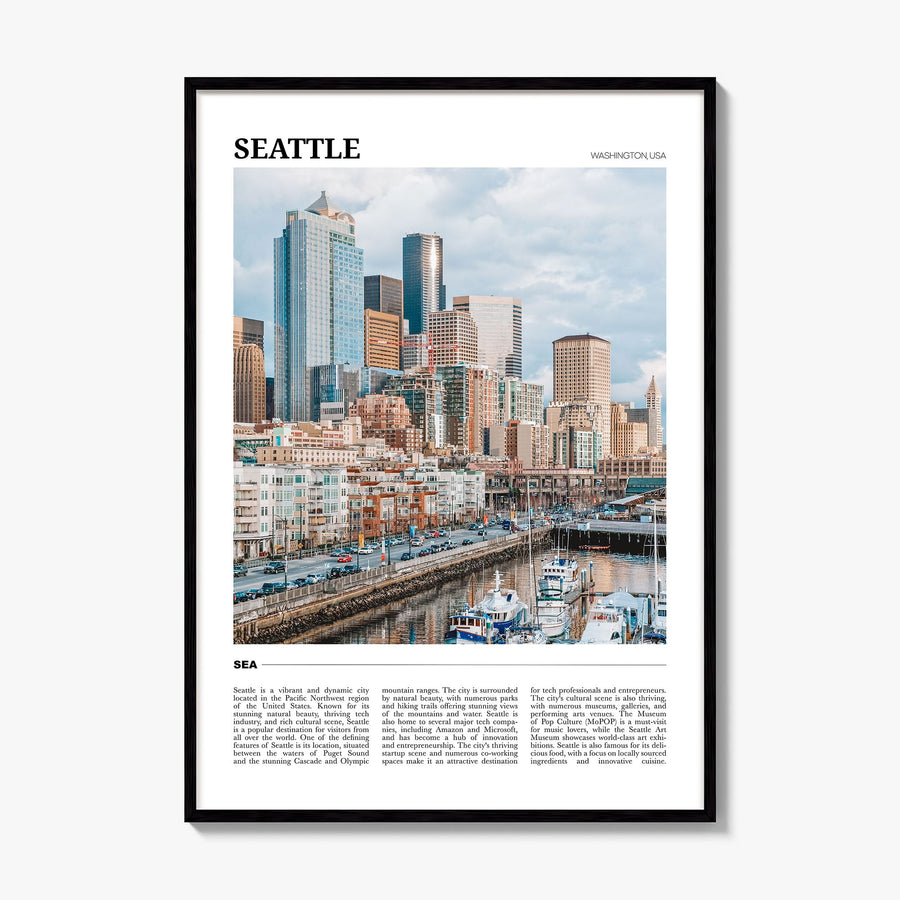 Seattle Travel No 1 Poster, framed poster mockup