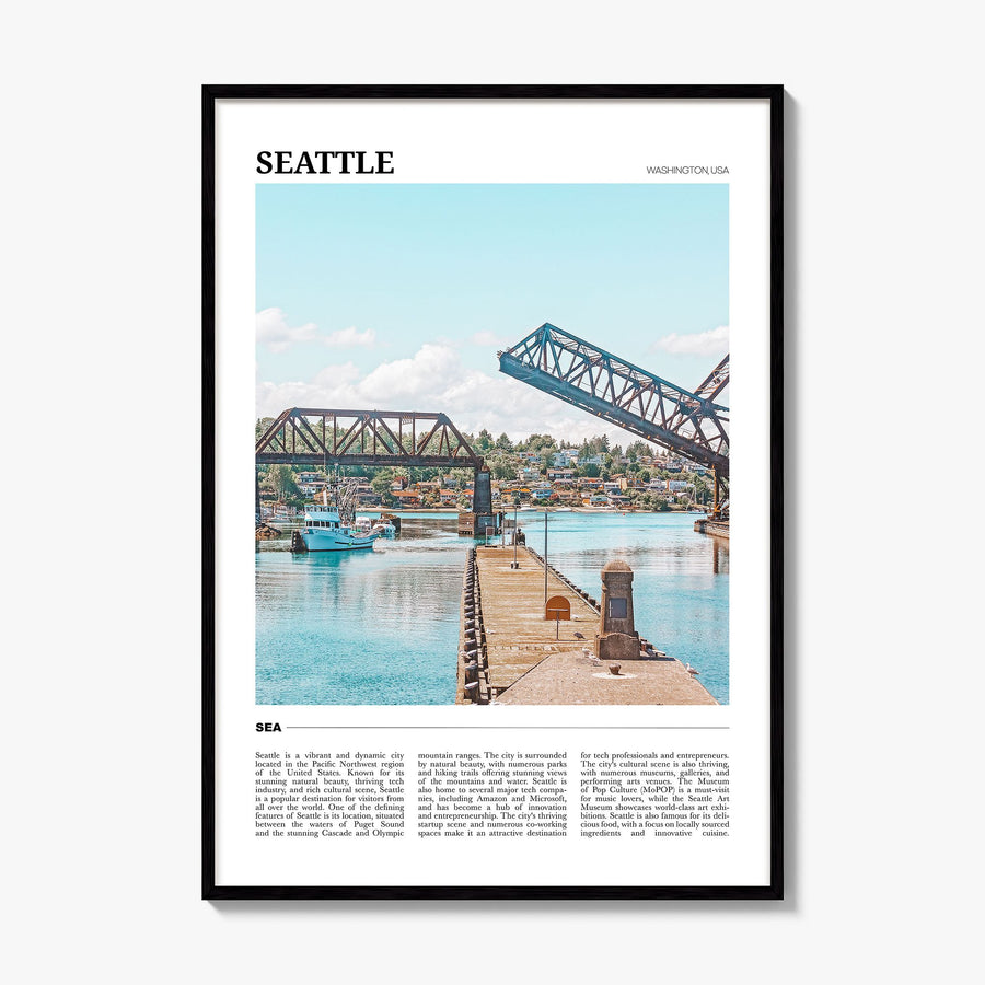 Seattle Travel No 2 Poster, framed poster mockup