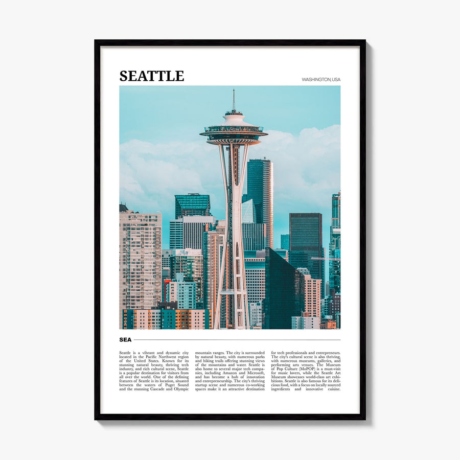 Seattle Travel No 3 Poster, framed poster mockup