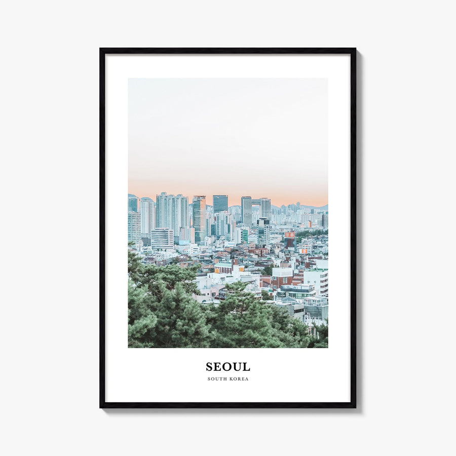 Seoul colorful classic poster of South Korea – vertical wall art, unframed print shown in interior mockup