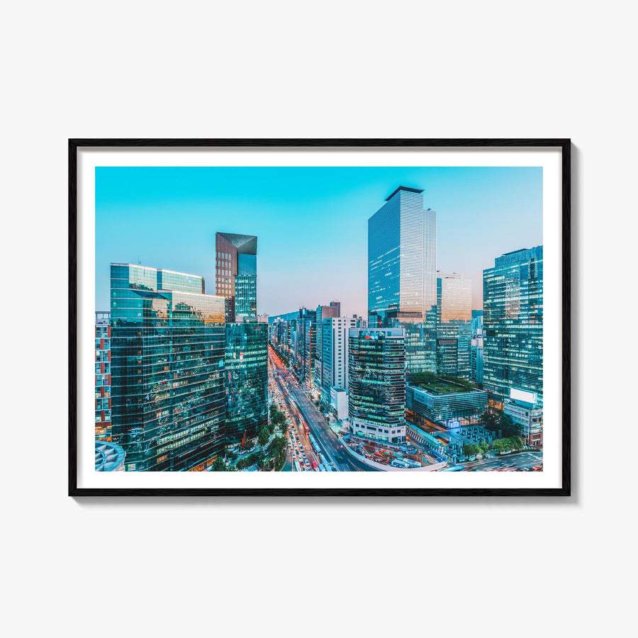 Seoul colorful photo poster of South Korea – horizontal wall art, unframed print shown in interior mockup
