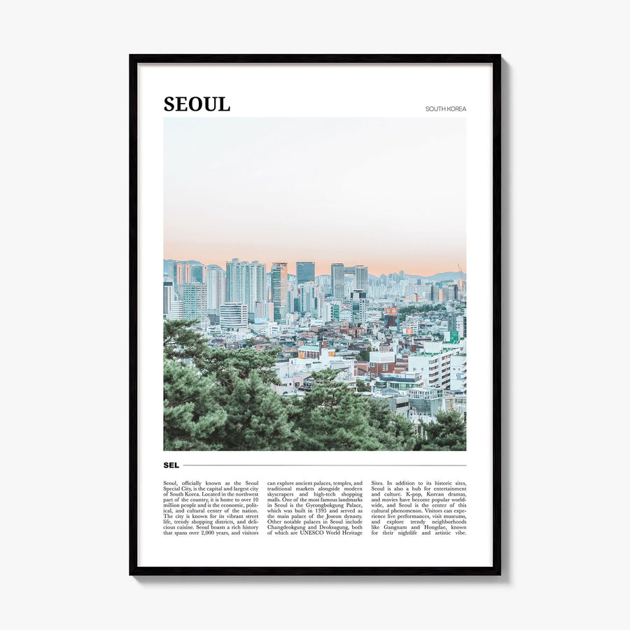 Seoul Travel Poster, framed poster mockup