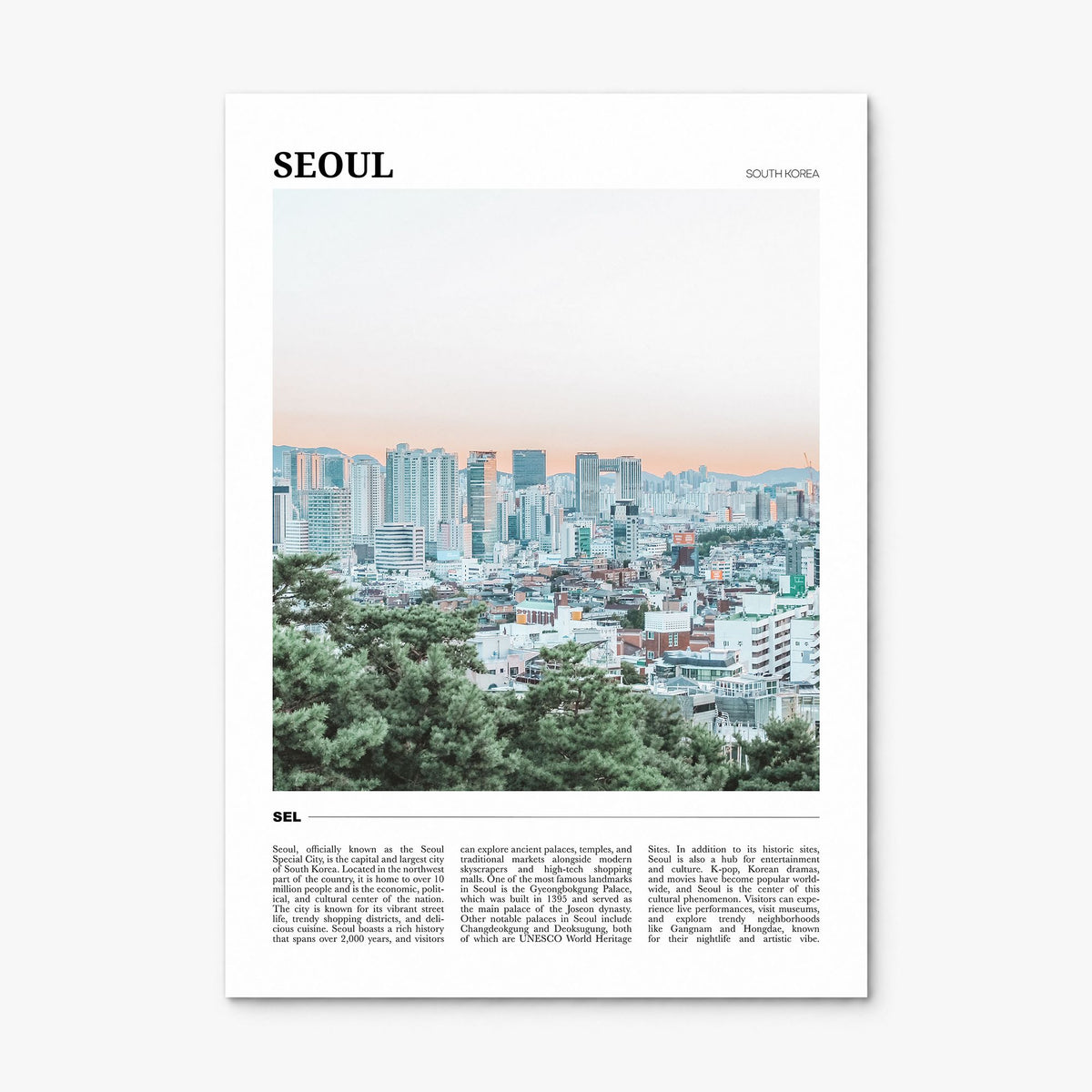 Seoul Travel Poster, print only (unframed)