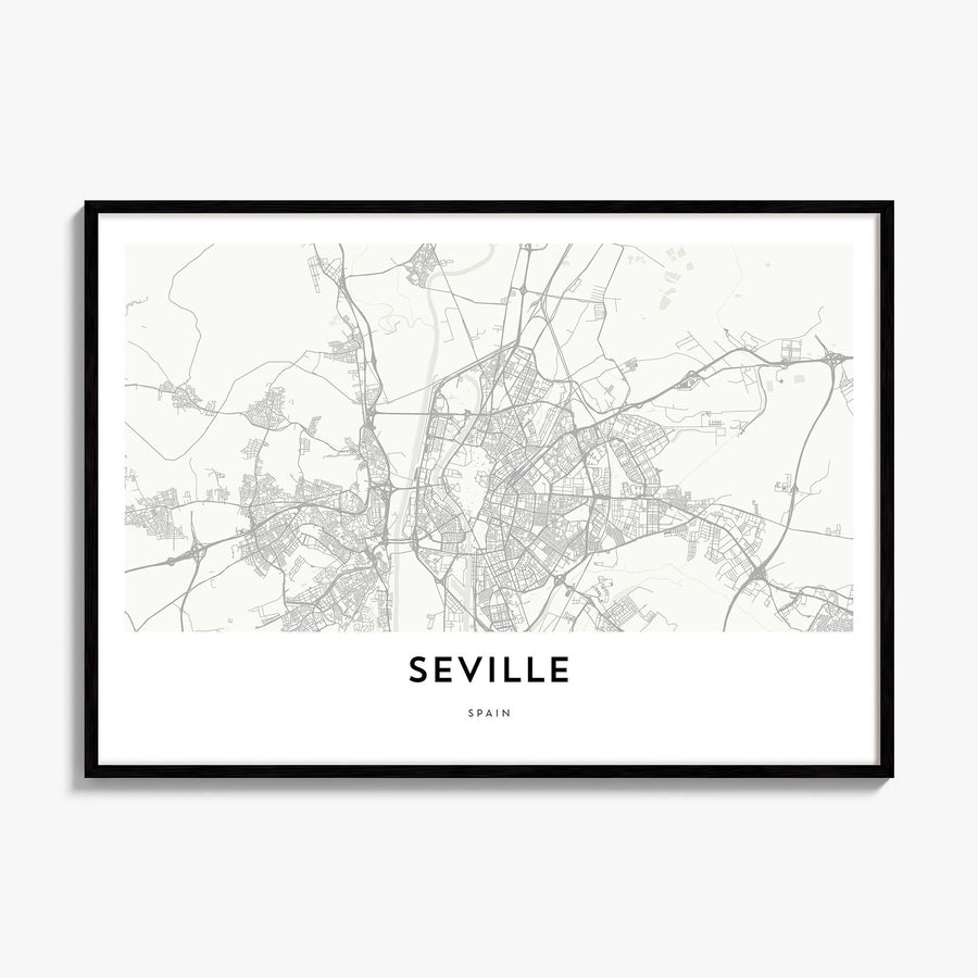 Seville Map Poster, framed poster mockup