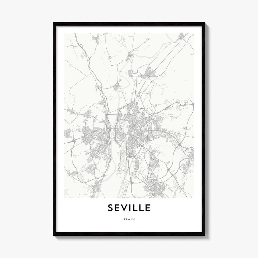 Seville Map Poster, framed poster mockup