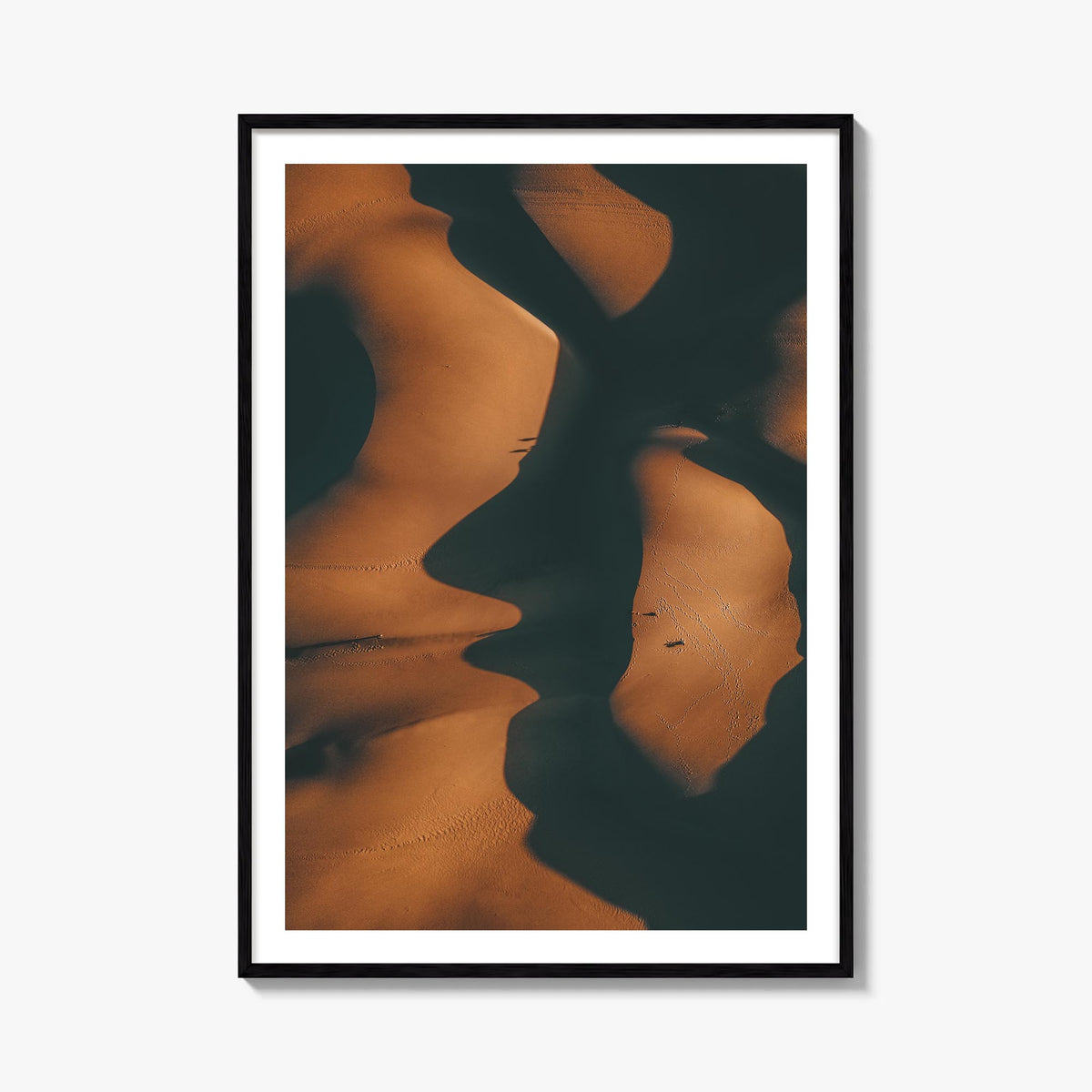 Shadow Sand Dunes colorful photo poster – vertical wall art, unframed print shown in interior mockup
