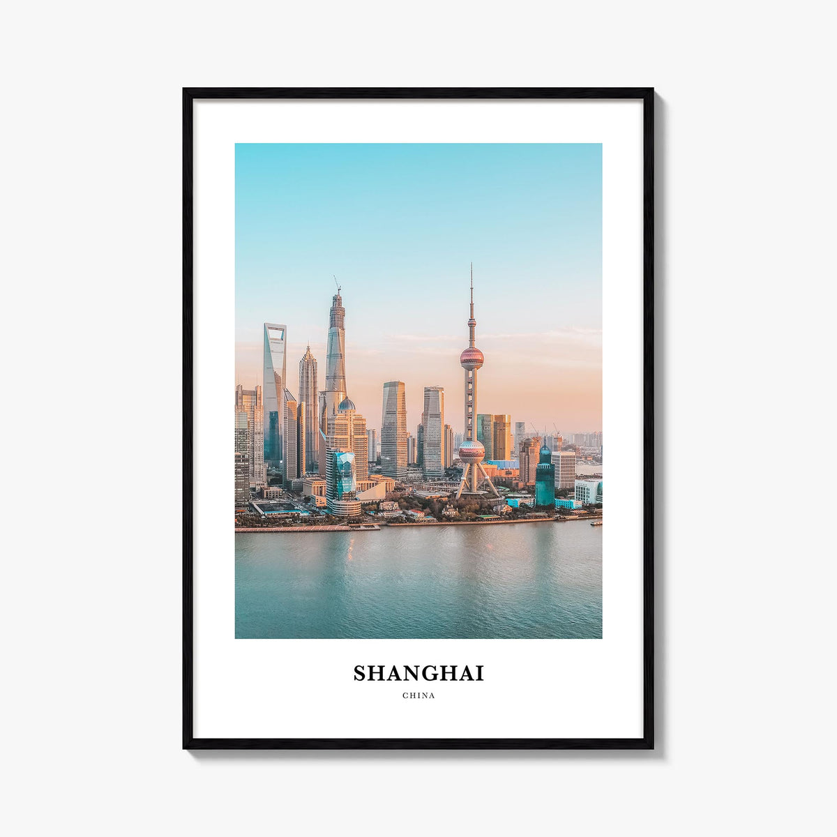 Shanghai colorful classic poster of China – vertical wall art, unframed print shown in interior mockup