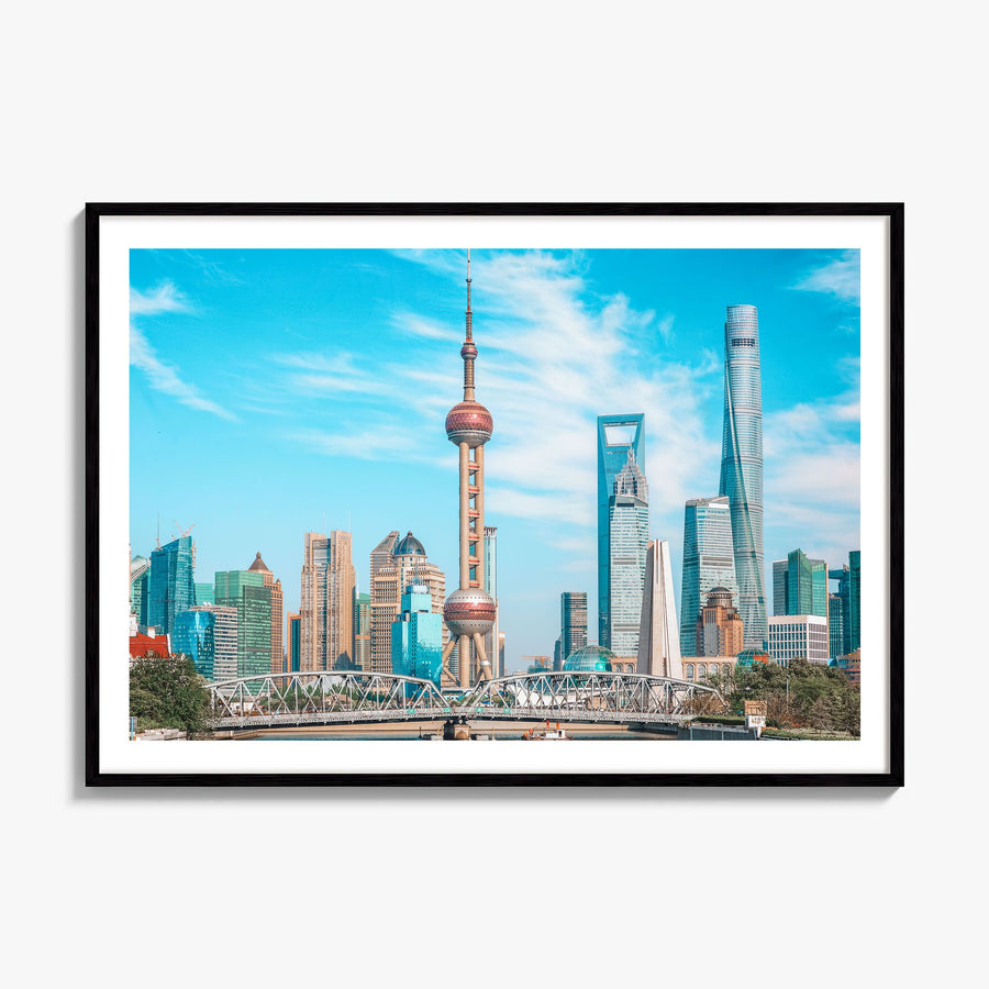 Shanghai Photo Poster, framed poster mockup, white border