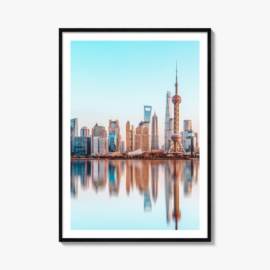 Shanghai no. 1 colorful photo poster of China – vertical wall art, unframed print shown in interior mockup