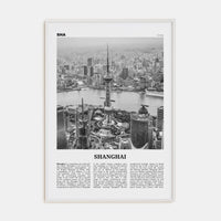 Shanghai No 1 Poster White Wood / 8x12 in Nbourhood Travel B&W Poster