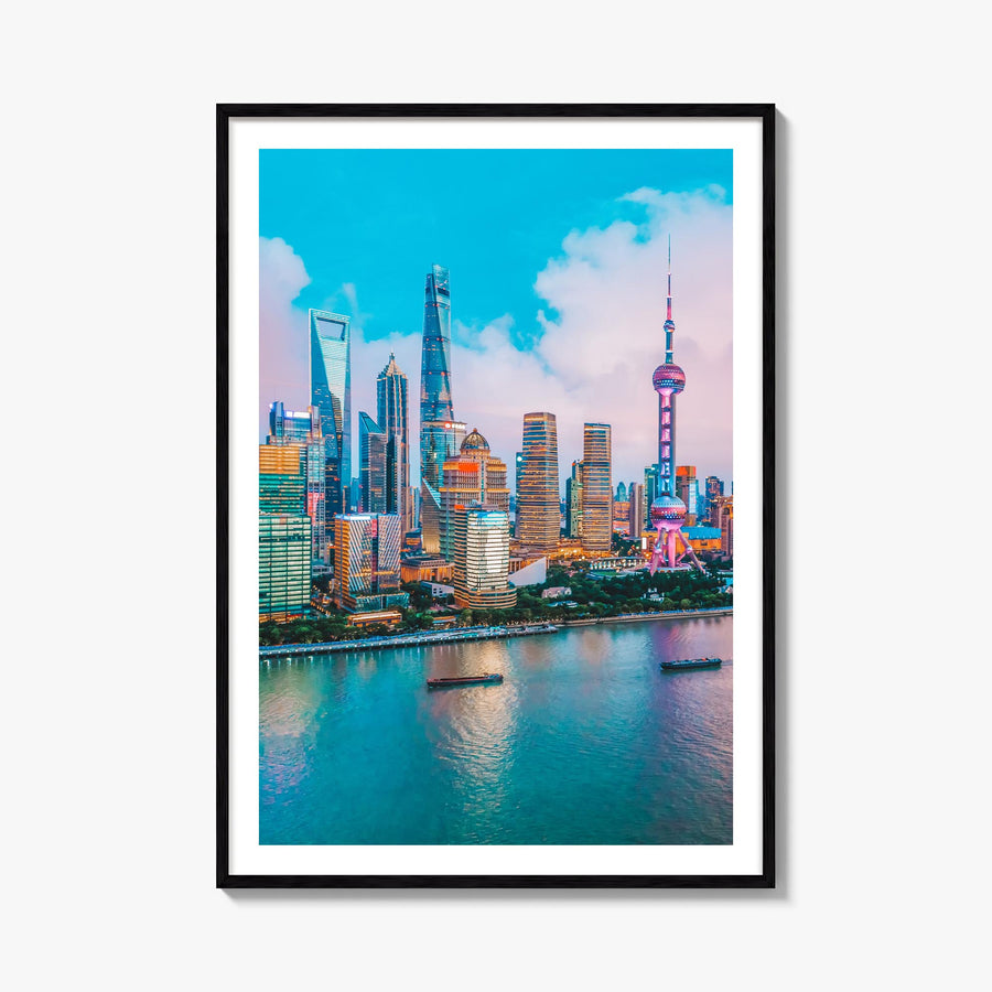 Shanghai no. 3 colorful photo poster of China – vertical wall art, unframed print shown in interior mockup