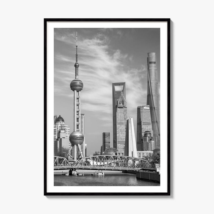 Shanghai Photo Poster, framed poster mockup, white border