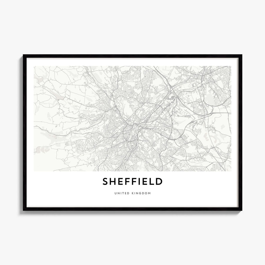 Sheffield Map Poster, framed poster mockup