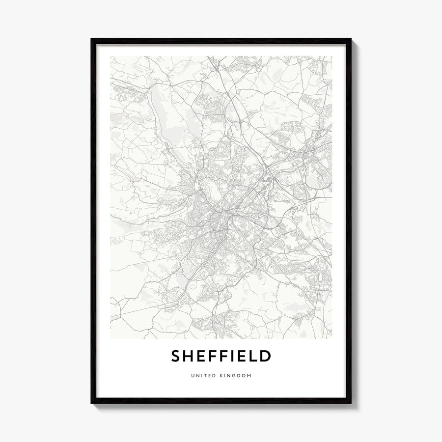 Sheffield Map Poster, framed poster mockup