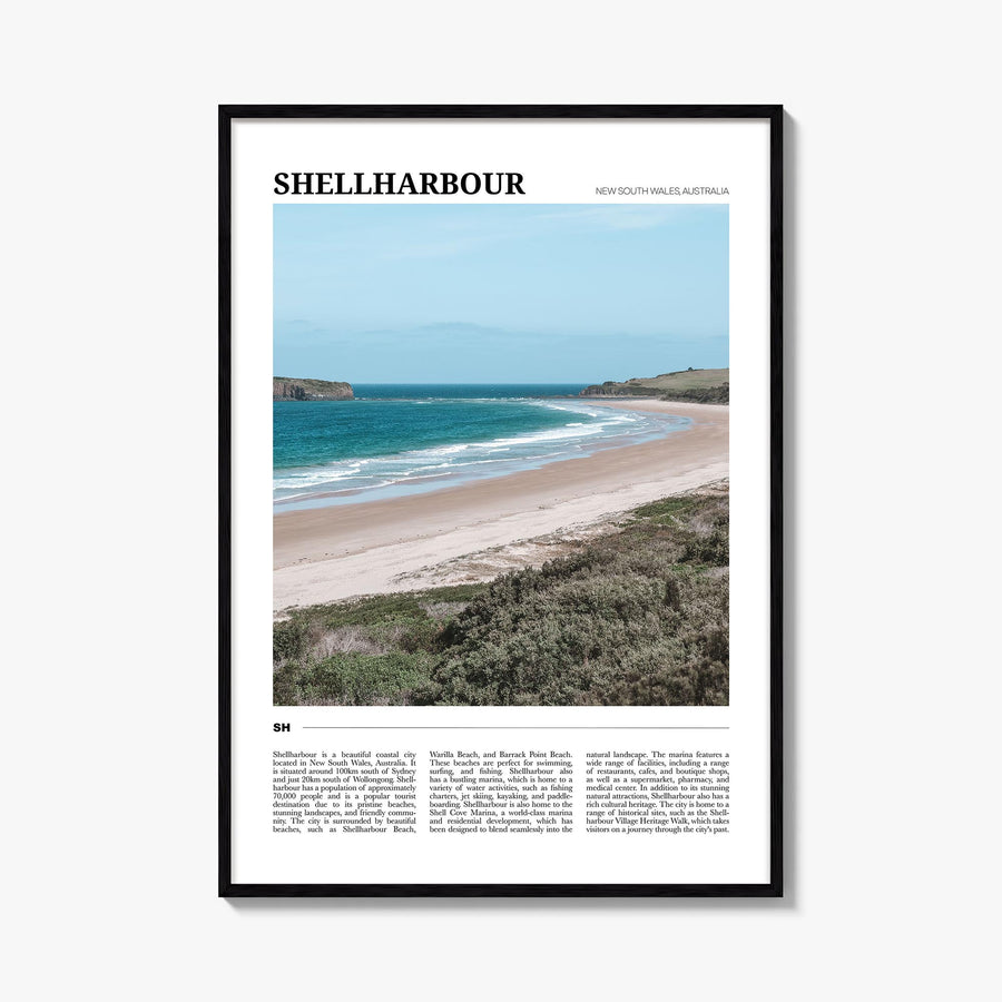 Shellharbour colorful travel poster of Australia – vertical wall art, unframed print shown in interior mockup