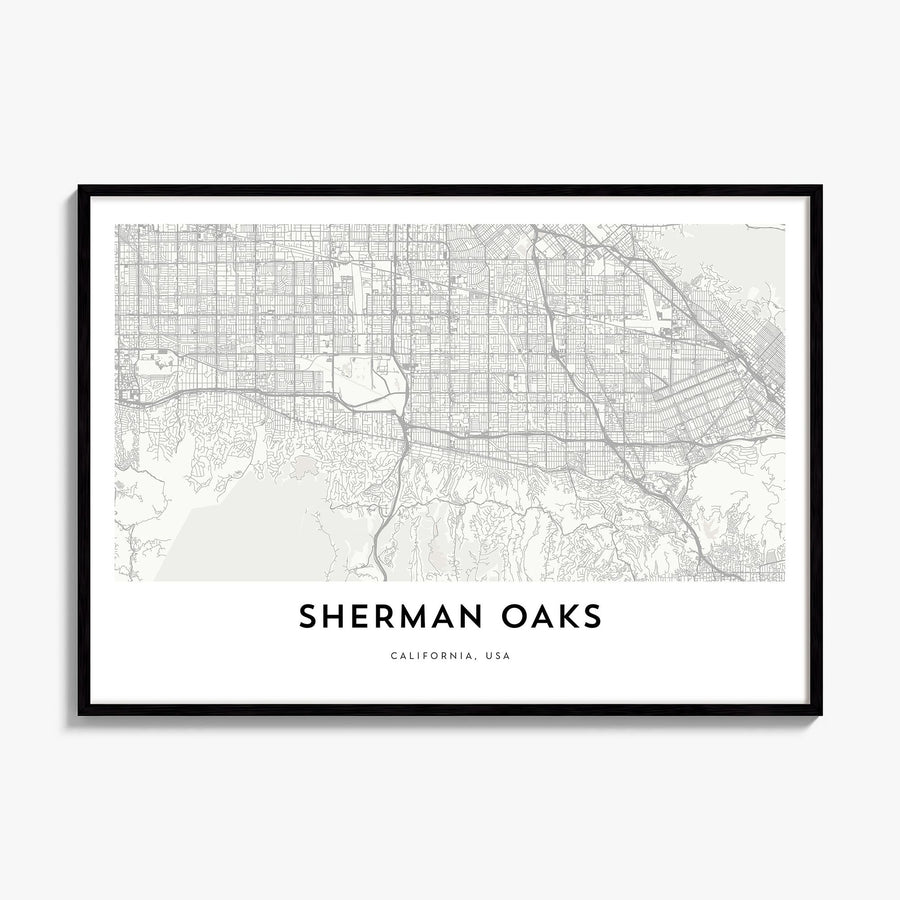 Sherman Oaks Map Poster, framed poster mockup