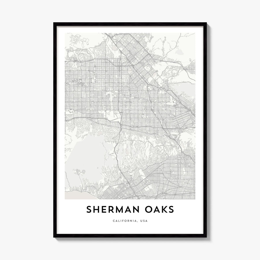 Sherman Oaks Map Poster, framed poster mockup