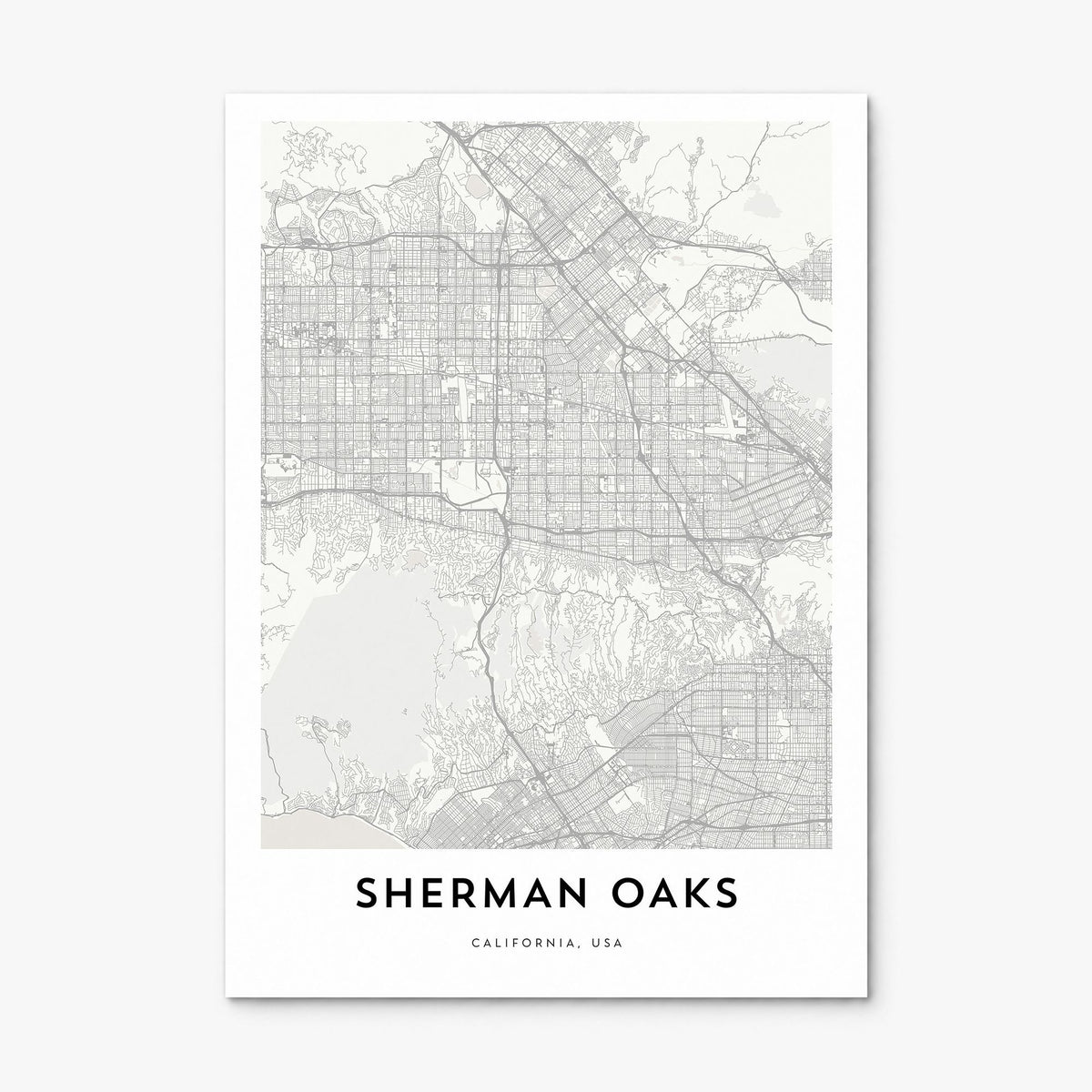 Sherman Oaks Map Poster, print only (unframed)