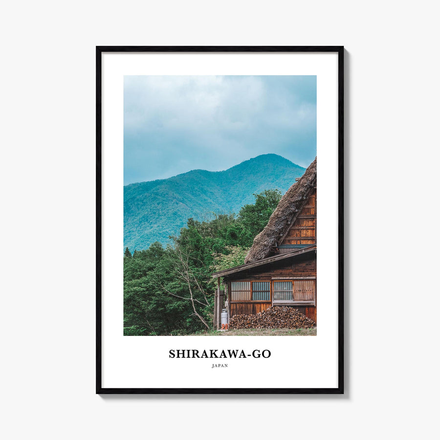 Shirakawa-go colorful classic poster of Japan – vertical wall art, unframed print shown in interior mockup