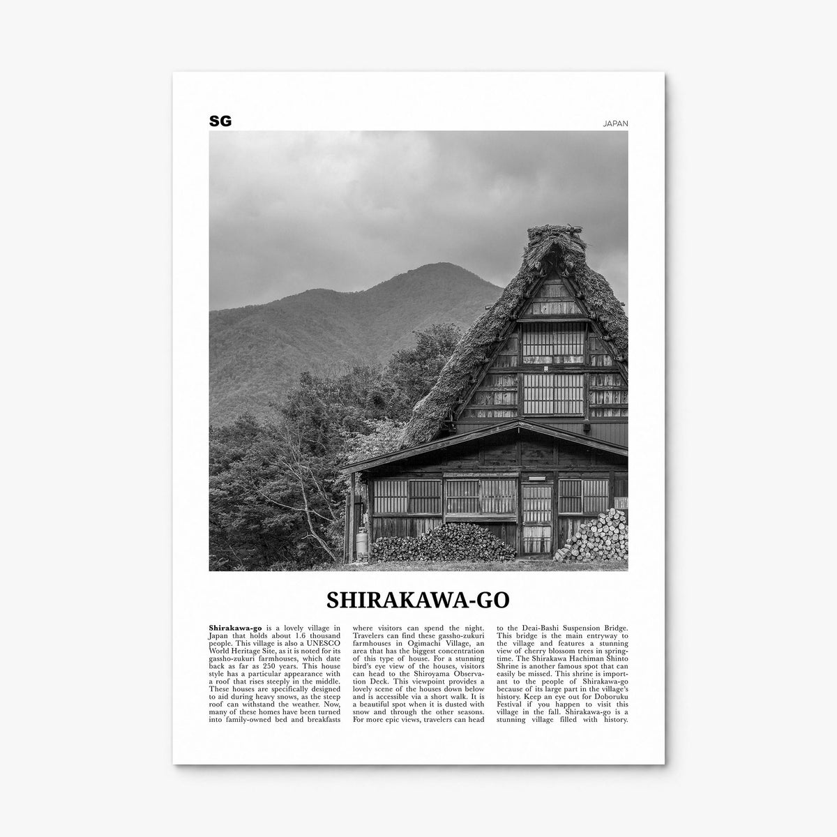 Shirakawa-go Newspaper Poster, print only (unframed)