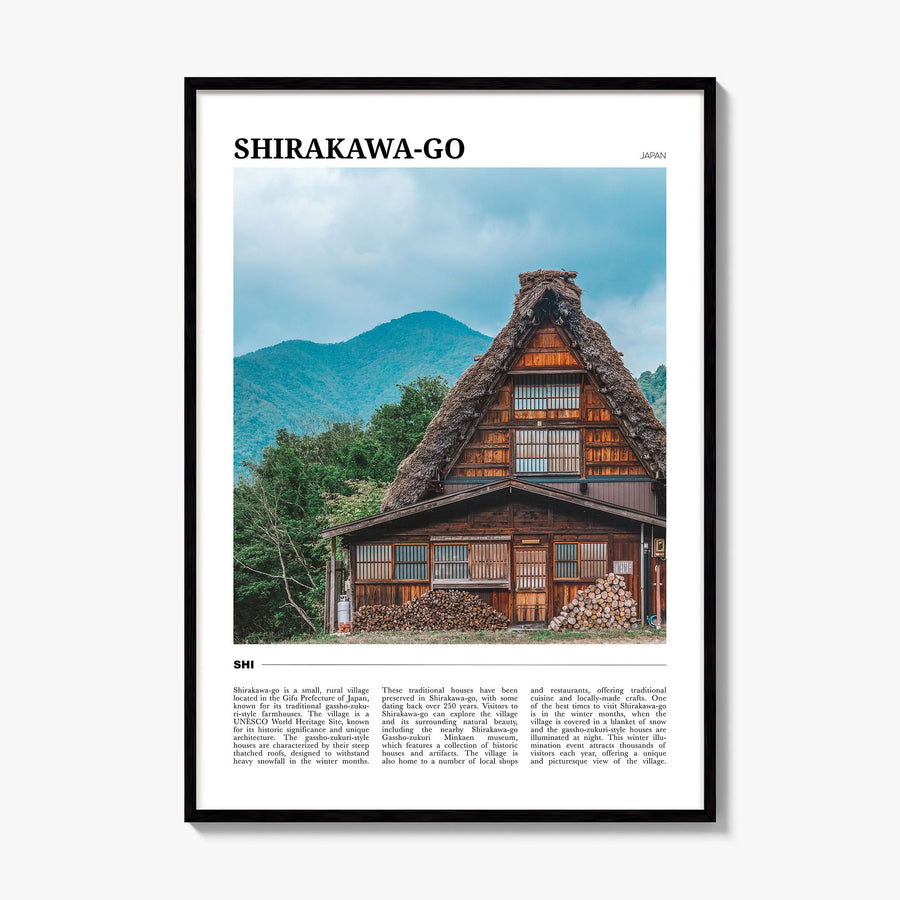 Shirakawa-go Travel Poster, framed poster mockup