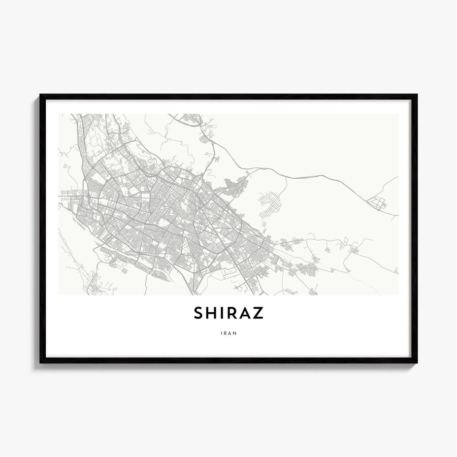 Shiraz Map Poster, framed poster mockup