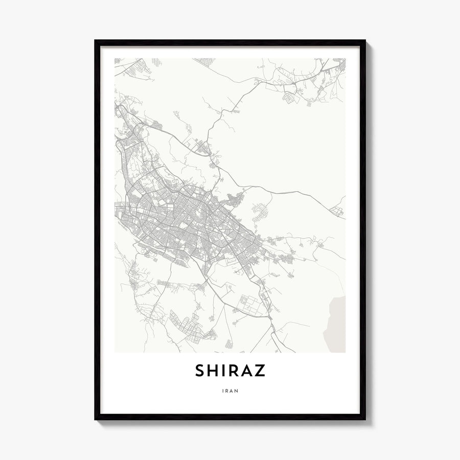 Shiraz Map Poster, framed poster mockup