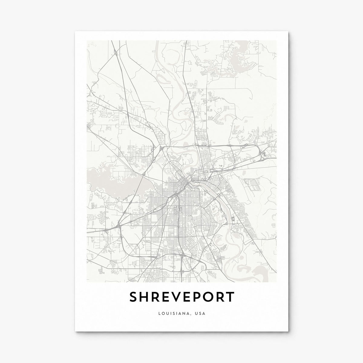 Shreveport Map Poster, print only (unframed)