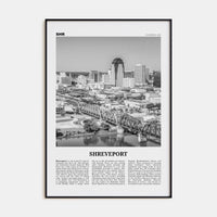 Shreveport Poster Black Metal / 8x12 in Nbourhood Travel B&W Poster