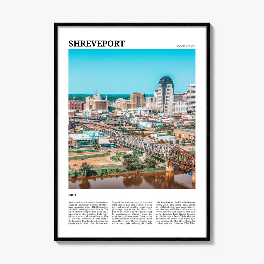 Shreveport Travel Poster, framed poster mockup