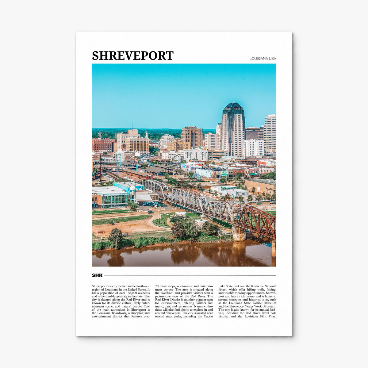 Shreveport Travel Poster, print only (unframed)