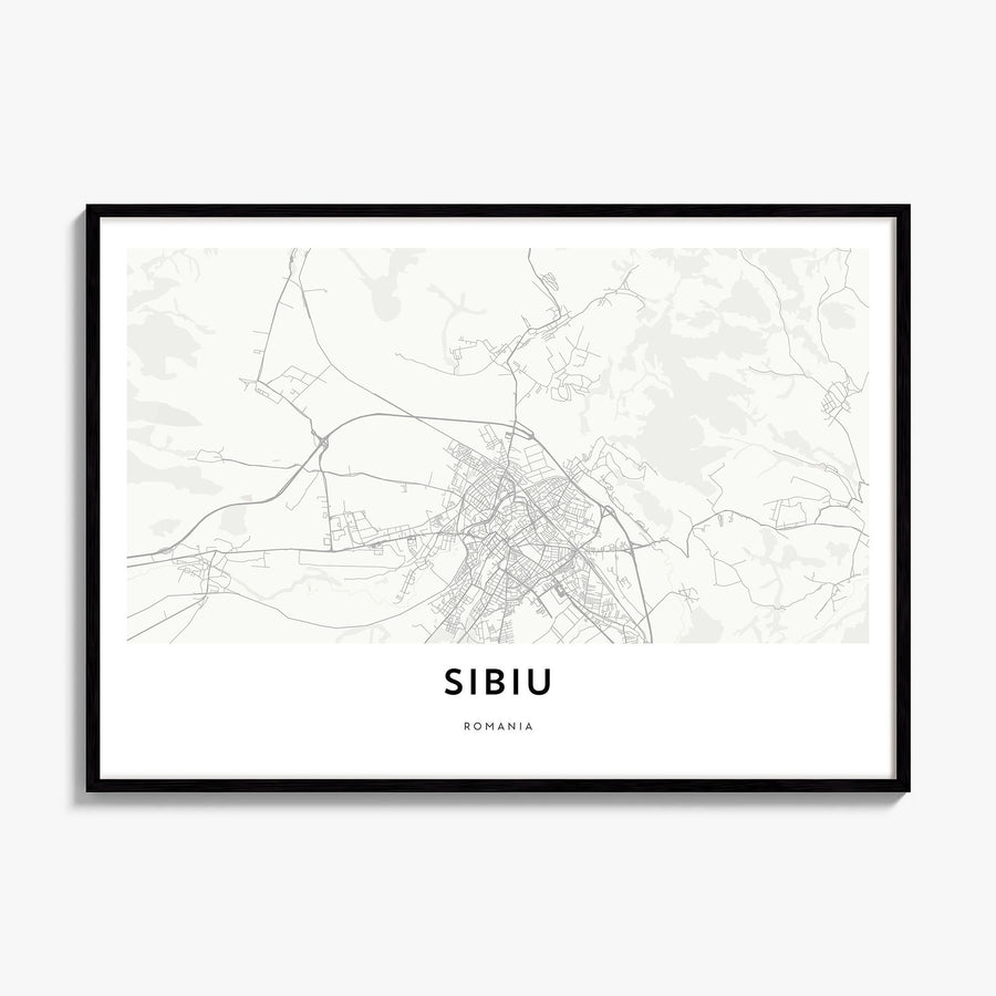 Sibiu Map Poster, framed poster mockup