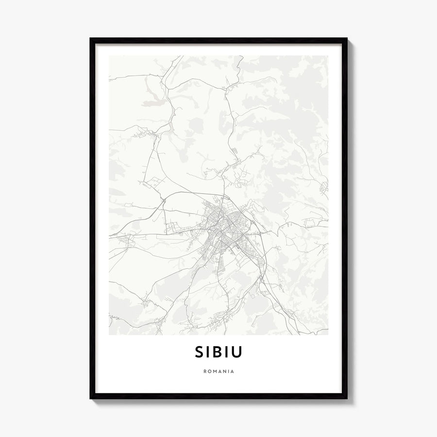 Sibiu Map Poster, framed poster mockup
